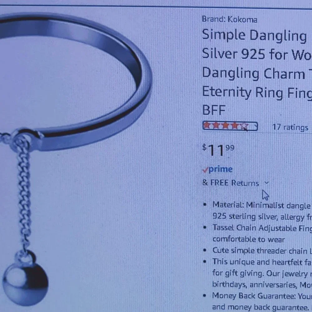 Pair of Sterling Silver Dangling Ball Stacking Rings - Picture 2 of 5